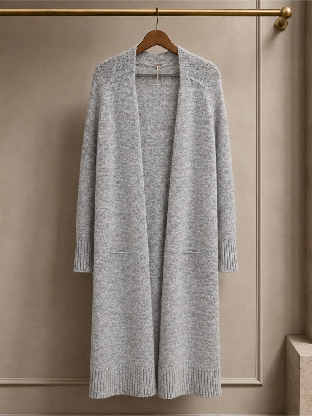Free People Santa Cruz Alpaca Wool Maxi Duster Cardigan Grey M